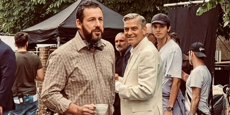 Adam Sandler and George Clooney Filming Jay Kelly (2024)