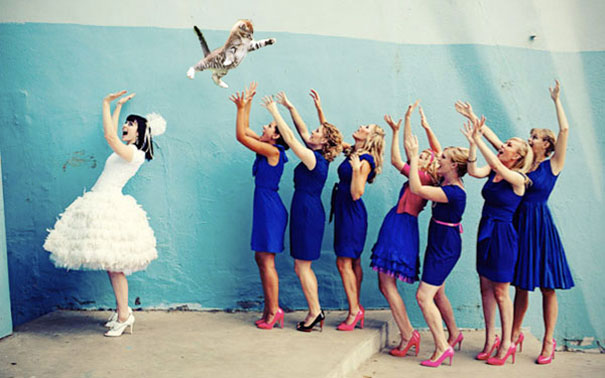 Bride&#8217;s Bouquets Replaced By Flying Cats In The Latest Wedding Photography Trend