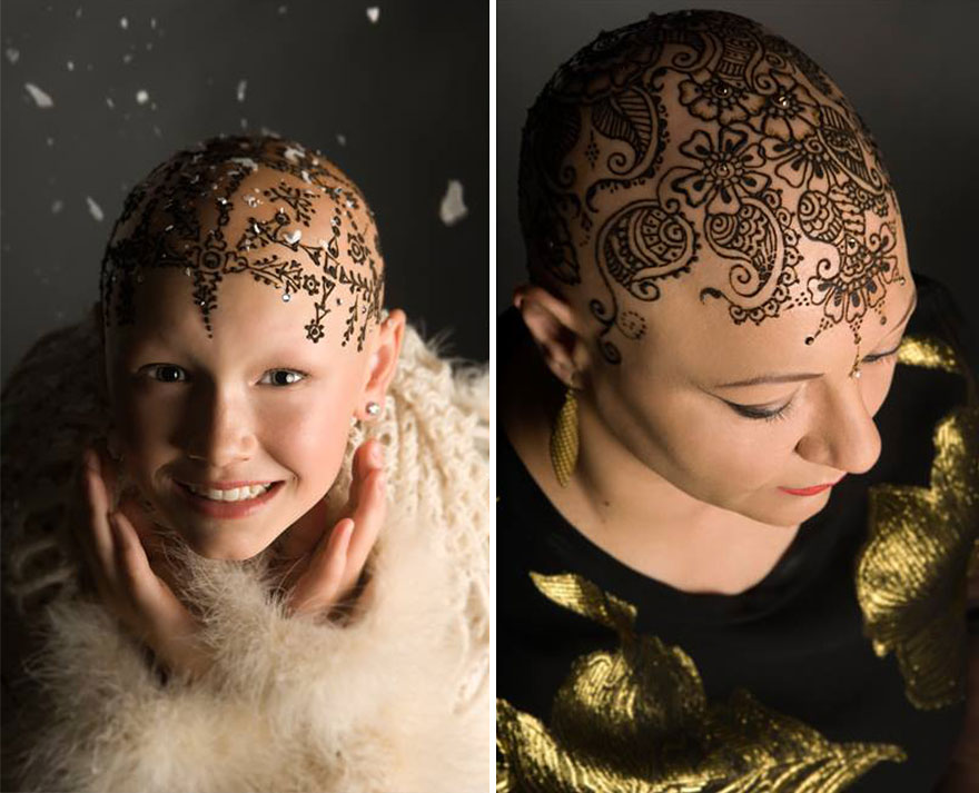 Elegant Henna Tattoo Crowns Help Cancer Patients Cope With Their Hair Loss Elegant Henna Tattoo Crowns Help Cancer Patients Cope With Their Hair Loss