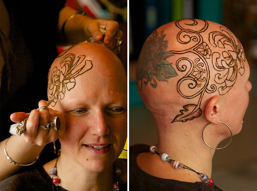 Elegant Henna Tattoo Crowns Help Cancer Patients Cope With Their Hair Loss Elegant Henna Tattoo Crowns Help Cancer Patients Cope With Their Hair Loss