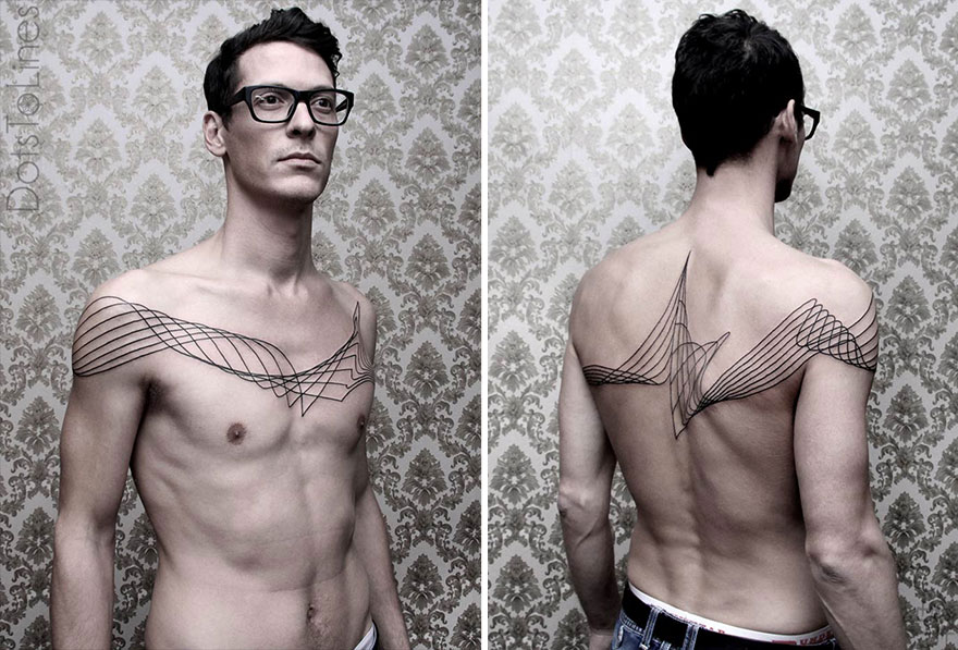 Geometric Line Tattoos By Chaim Machlev Elegantly Flow Across The Human Body
