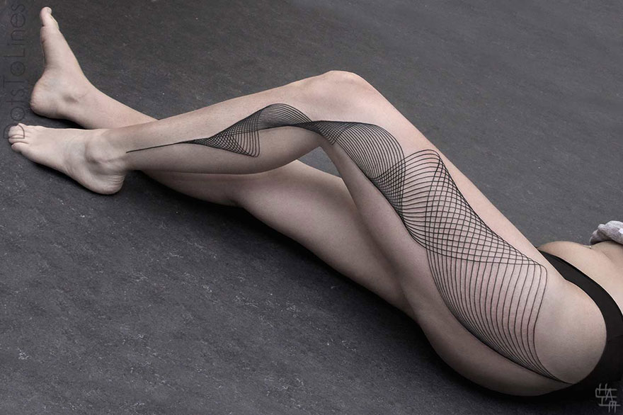Geometric Line Tattoos By Chaim Machlev Elegantly Flow Across The Human Body