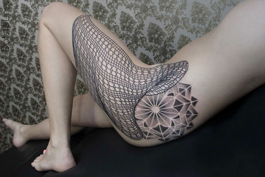 Geometric Line Tattoos By Chaim Machlev Elegantly Flow Across The Human Body