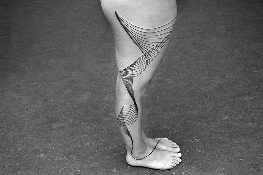 Geometric Line Tattoos By Chaim Machlev Elegantly Flow Across The Human Body