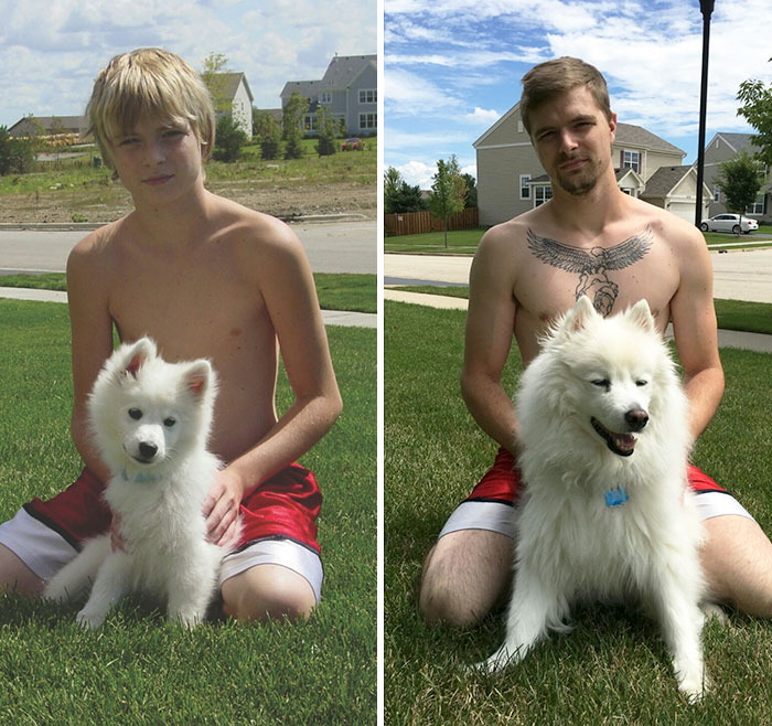 108 Before-And-After Pics Of Dogs And Their Owners Growing Up Together