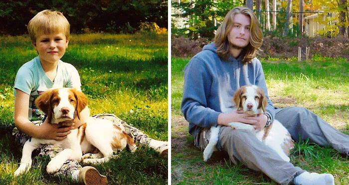 108 Before-And-After Pics Of Dogs And Their Owners Growing Up Together
