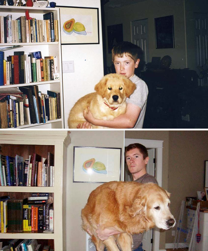 108 Before-And-After Pics Of Dogs And Their Owners Growing Up Together