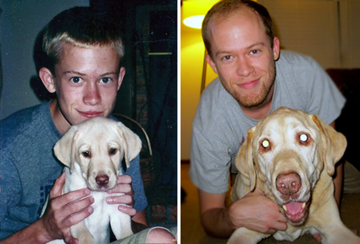108 Before-And-After Pics Of Dogs And Their Owners Growing Up Together