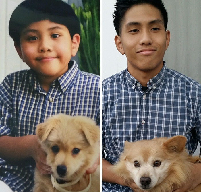 108 Before-And-After Pics Of Dogs And Their Owners Growing Up Together