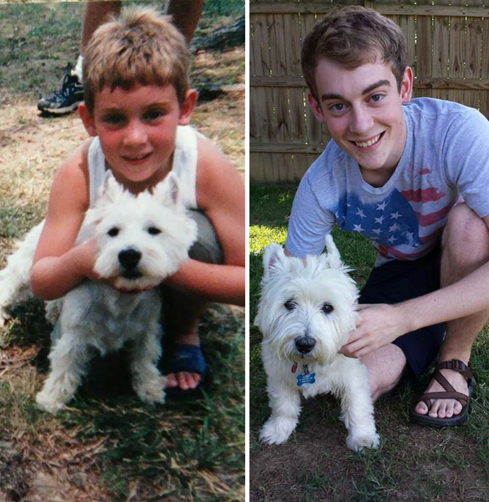 108 Before-And-After Pics Of Dogs And Their Owners Growing Up Together