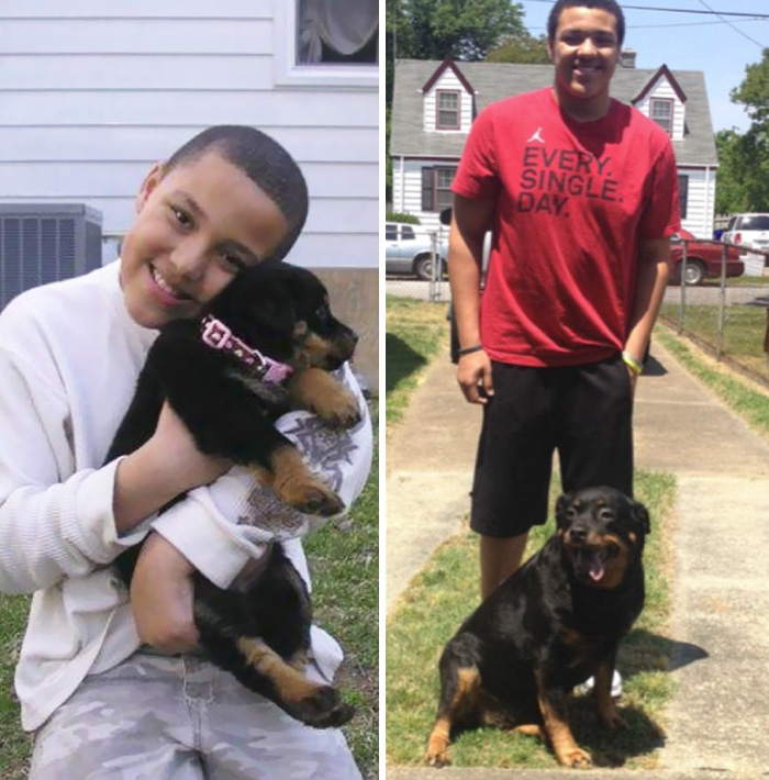 108 Before-And-After Pics Of Dogs And Their Owners Growing Up Together