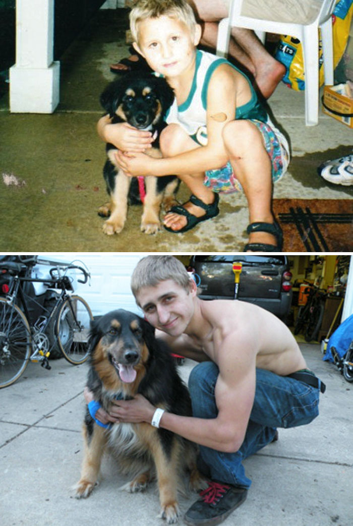 108 Before-And-After Pics Of Dogs And Their Owners Growing Up Together