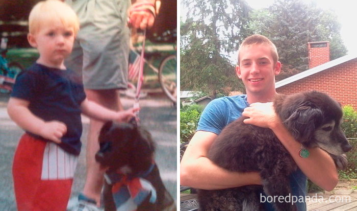 30 Photos Of Dogs Growing Up Next To Their Owners