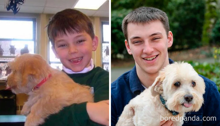 30 Photos Of Dogs Growing Up Next To Their Owners