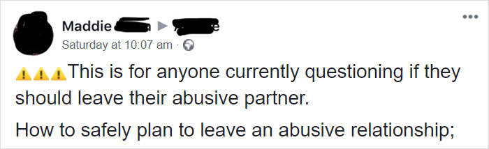 Woman Writes A Detailed Plan For Anyone Who&#8217;s Trying To Escape An Abusive Partner