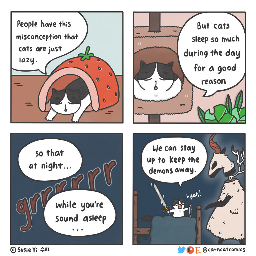 I Make Wholesome Comics About Two Rescue Cats And Their Human Who Understands Cat-Speak