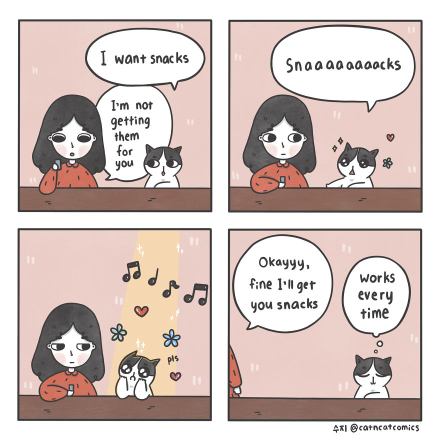 I Make Wholesome Comics About Two Rescue Cats And Their Human Who Understands Cat-Speak