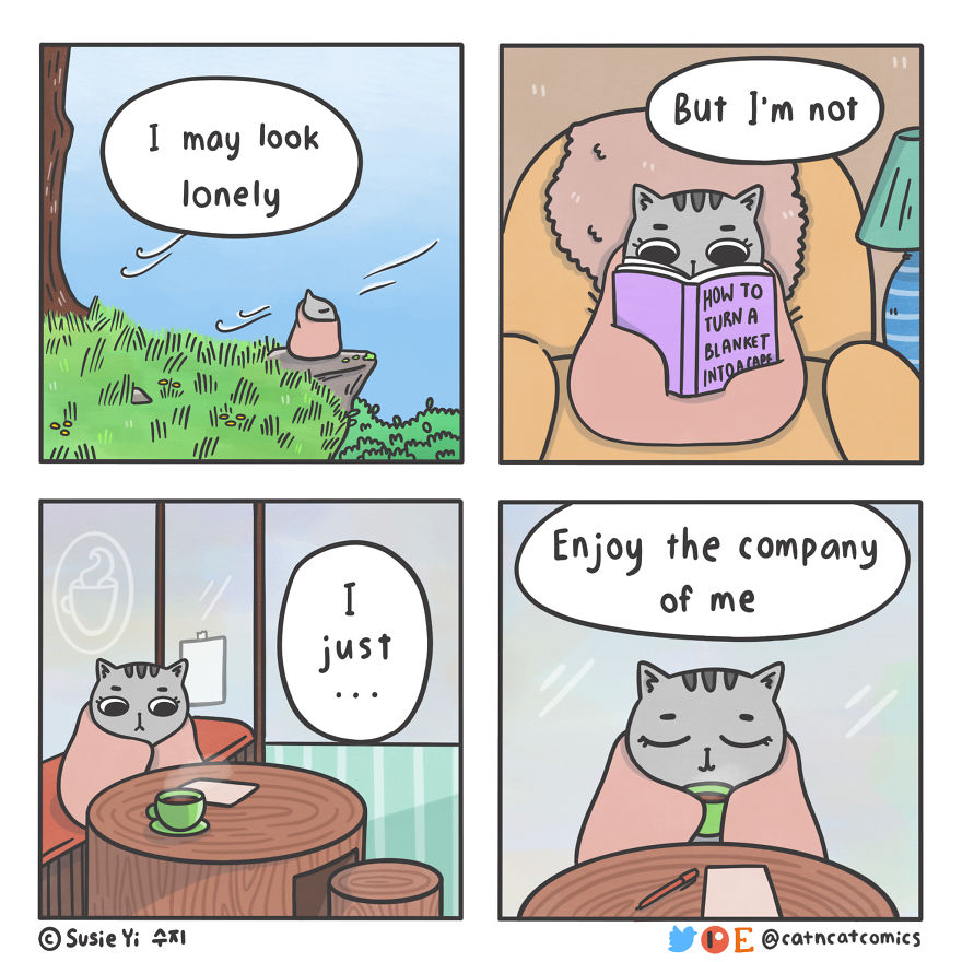 I Make Wholesome Comics About Two Rescue Cats And Their Human Who Understands Cat-Speak