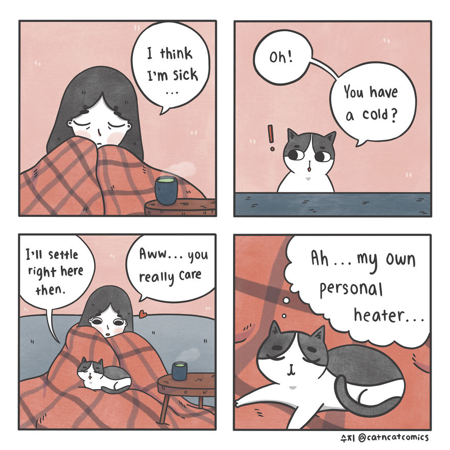 I Make Wholesome Comics About Two Rescue Cats And Their Human Who Understands Cat-Speak