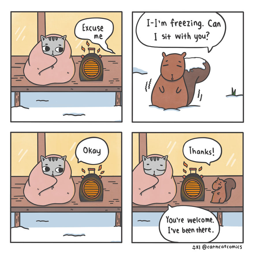 I Make Wholesome Comics About Two Rescue Cats And Their Human Who Understands Cat-Speak