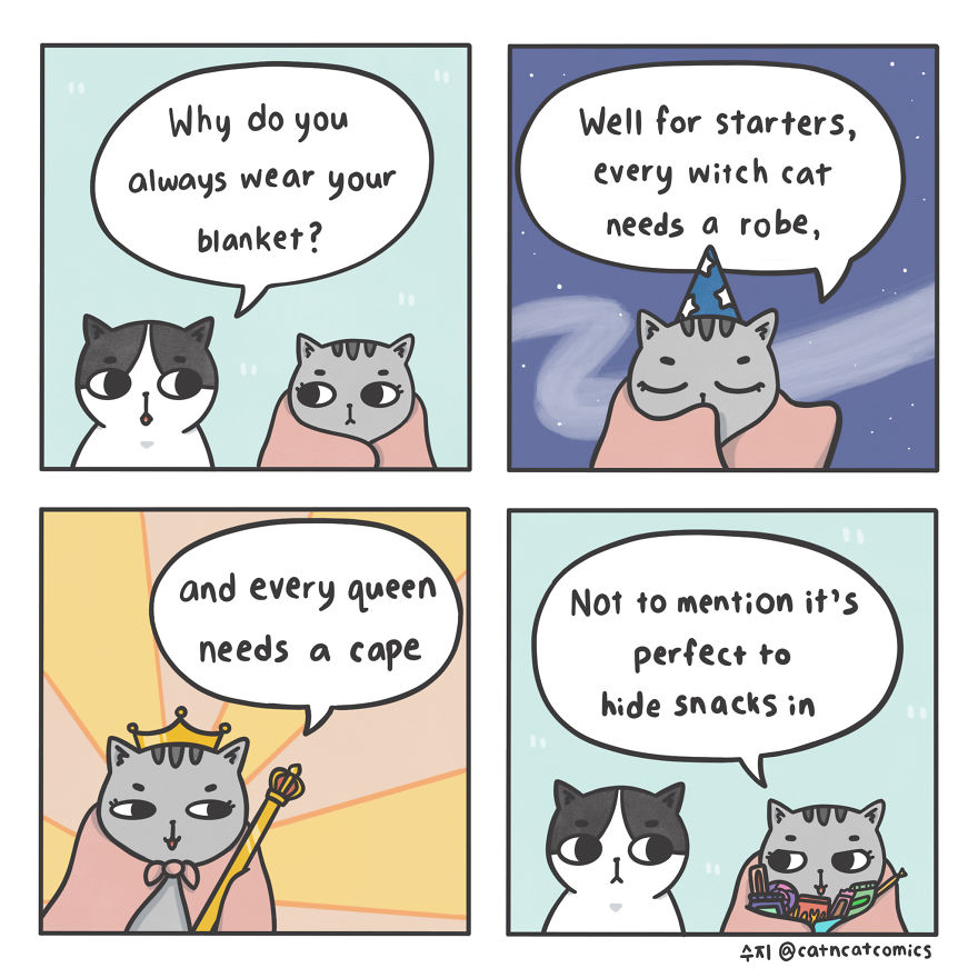 I Make Wholesome Comics About Two Rescue Cats And Their Human Who Understands Cat-Speak