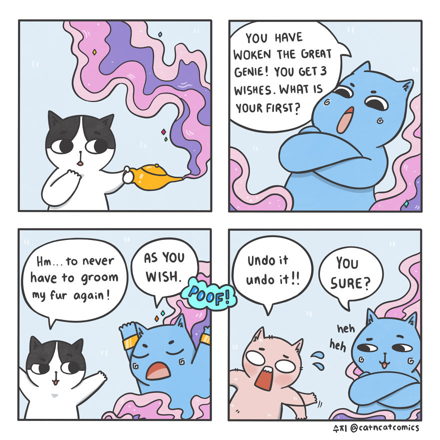 I Make Wholesome Comics About Two Rescue Cats And Their Human Who Understands Cat-Speak