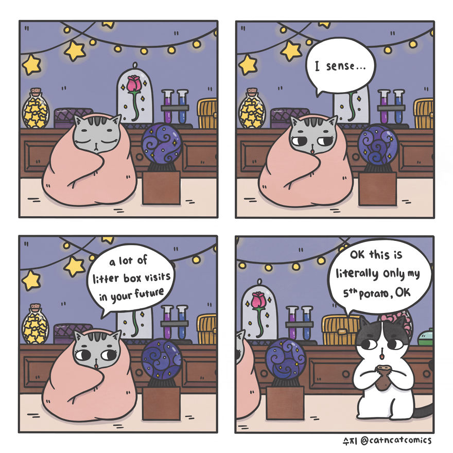 I Make Wholesome Comics About Two Rescue Cats And Their Human Who Understands Cat-Speak