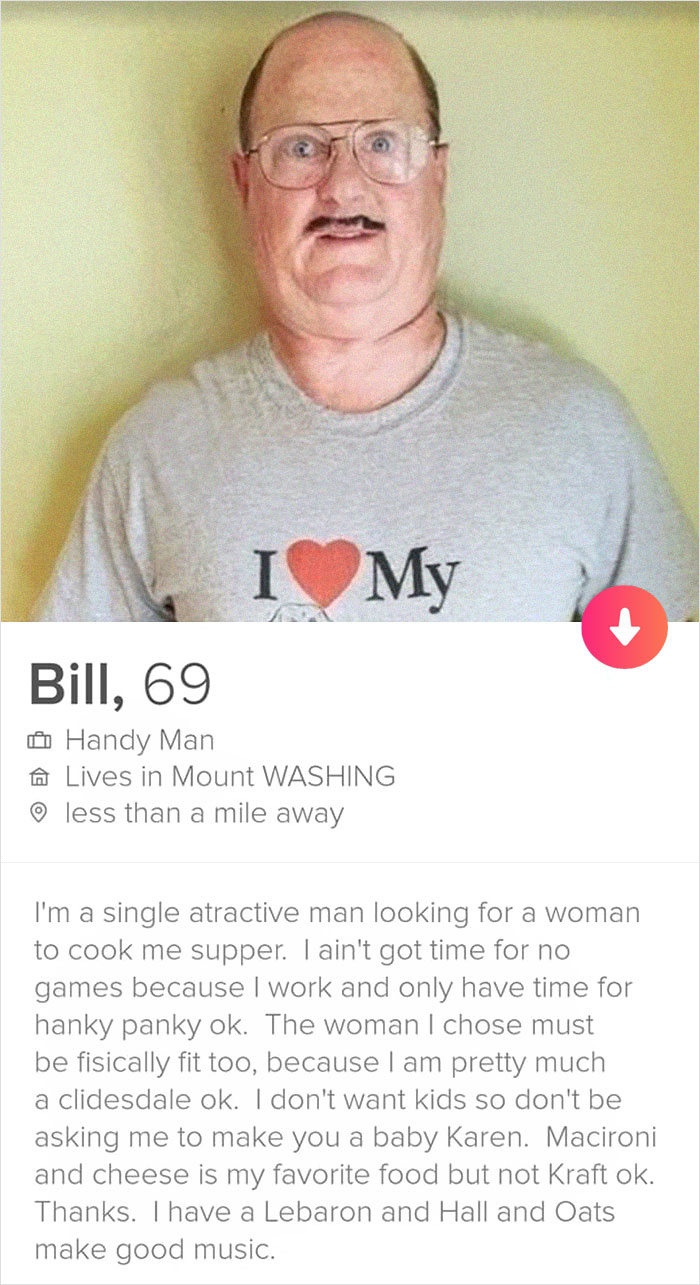 ‘Bill The Handyman’ Tinder Profile Is Epic And Someone Posted The Hilarious Message Exchange They Had ‘Bill The Handyman’ Tinder Profile Is Epic And Someone Posted The Hilarious Message Exchange They Had