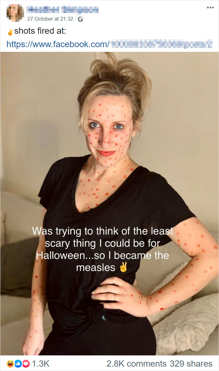 Anti-Vaxxer Mocks Measles With Her Halloween Costume, Gets Shut Down By A Comment From A Medical Professional