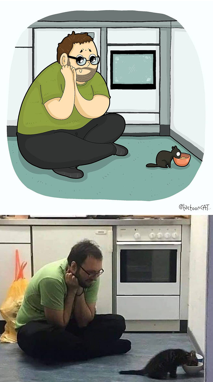30 Of The Funniest Internet-Famous Cat Pics Get Illustrated By Tactooncat