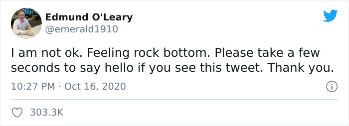 Man Gets Overwhelming Support From People All Over The World After Tweeting &#8216;I&#8217;m Not OK&#8217;