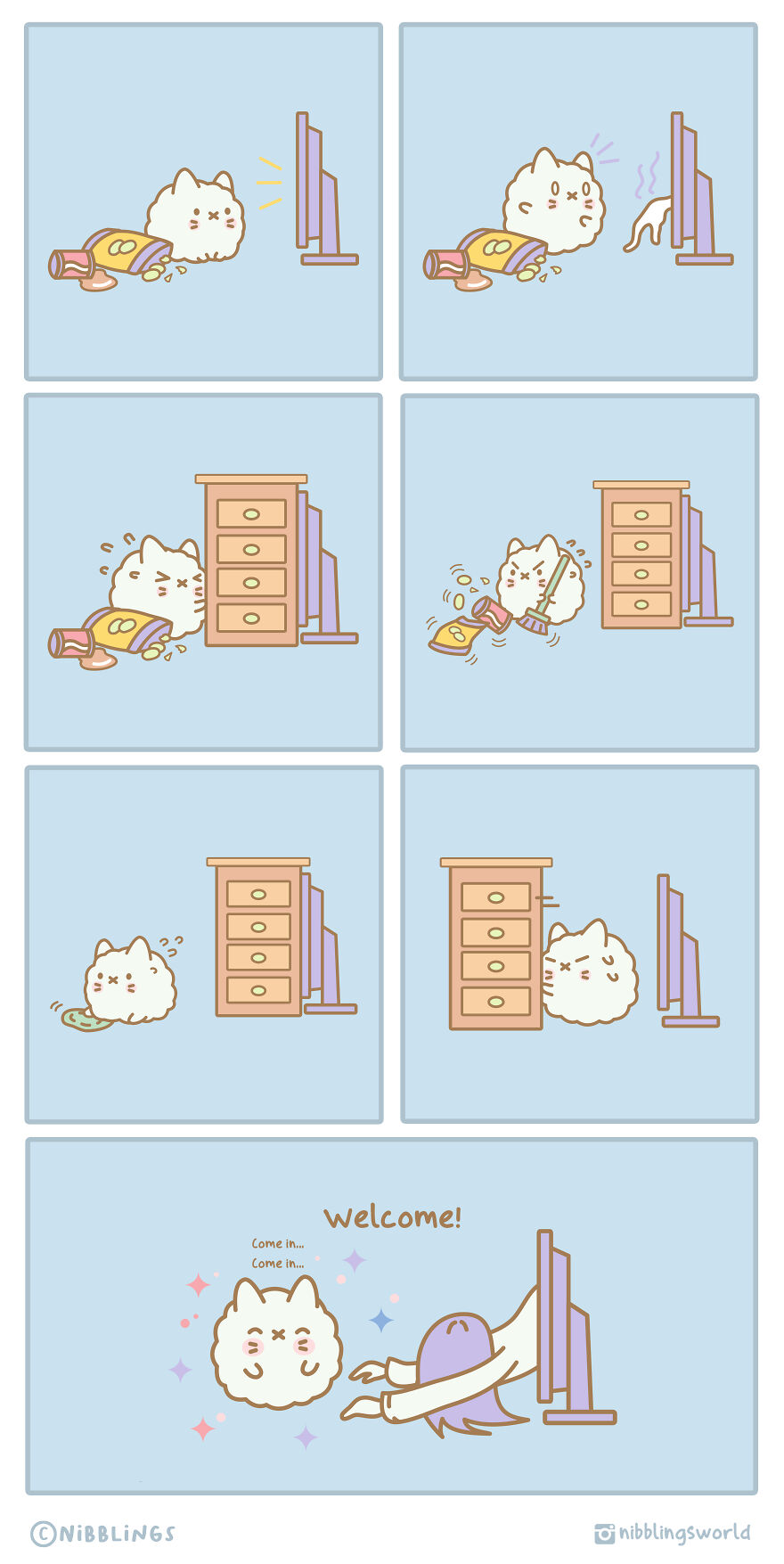 I Make Wholesome Comics About Our Pets That Are Heavily Inspired By The Antics Of The Stray Cats That We Have Adopted (60 Pics)