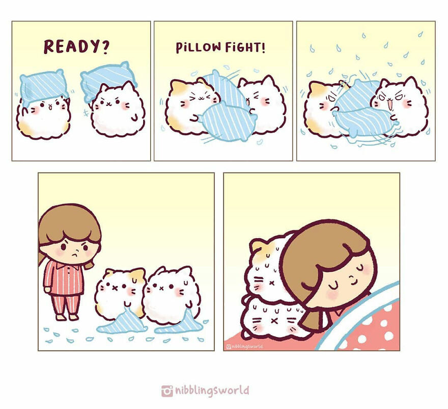 I Make Wholesome Comics About Our Pets That Are Heavily Inspired By The Antics Of The Stray Cats That We Have Adopted (60 Pics)