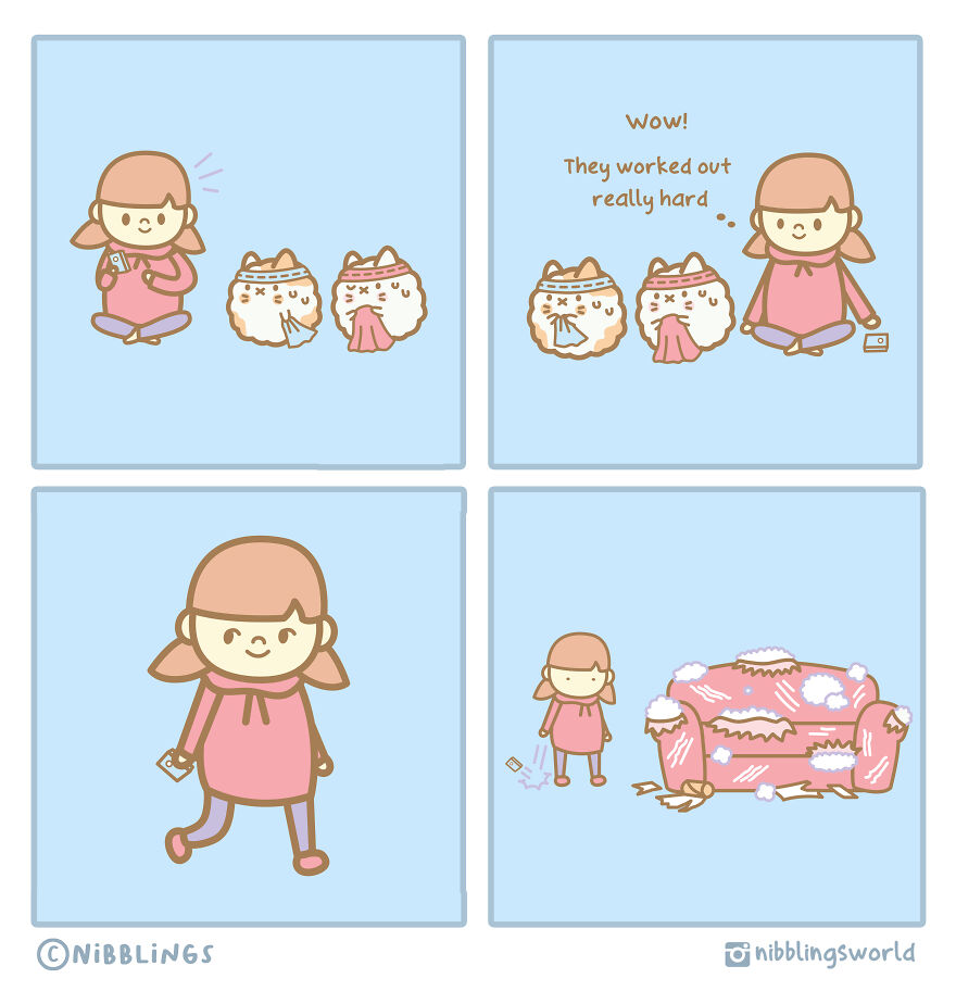 I Make Wholesome Comics About Our Pets That Are Heavily Inspired By The Antics Of The Stray Cats That We Have Adopted (60 Pics)