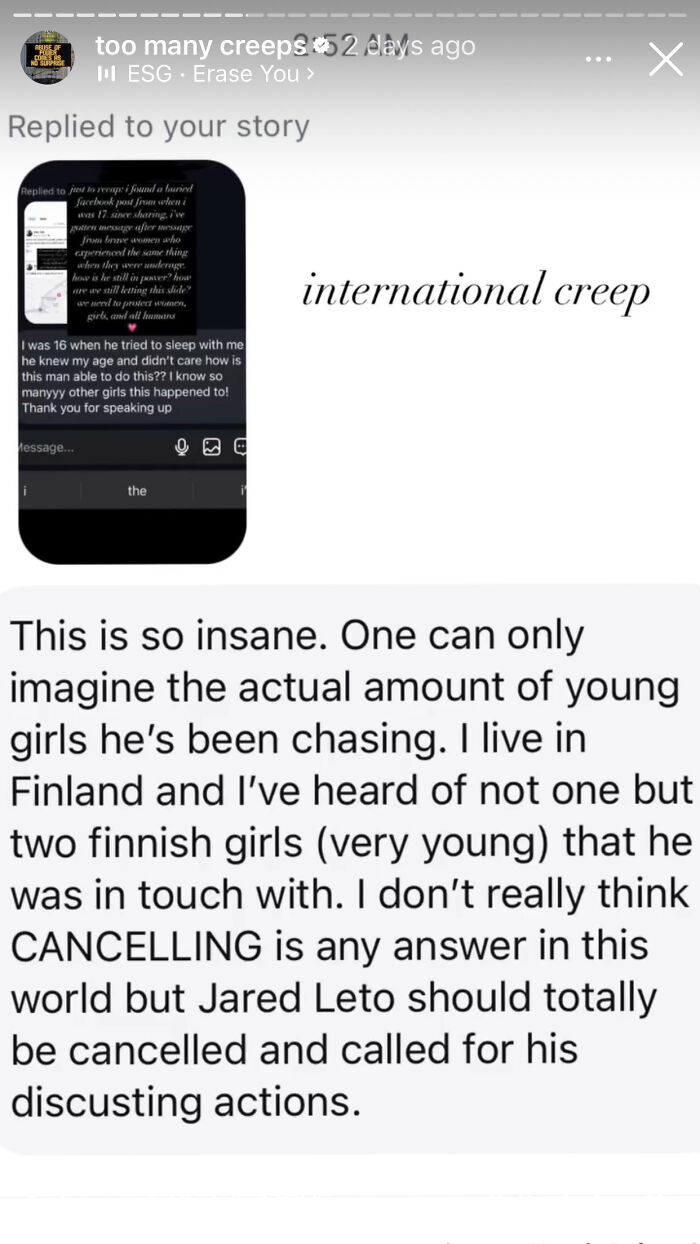 Jared Leto Labeled “Hollywood’s Most Persistent Predator” After Woman Unleashes Bombshell Allegations Jared Leto Labeled “Hollywood’s Most Persistent Predator” After Woman Unleashes Bombshell Allegations