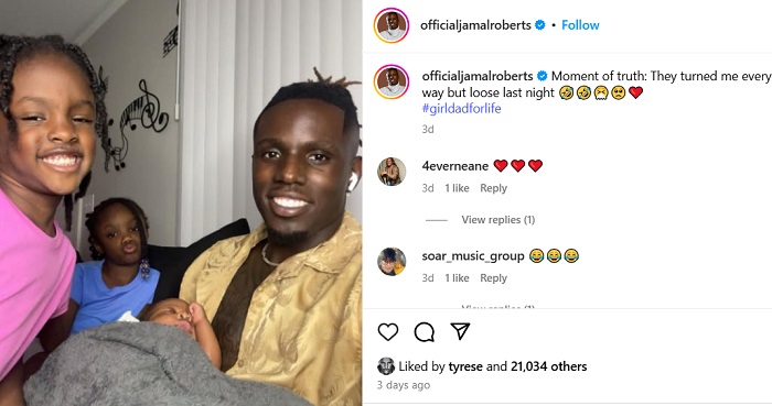 Jamal Roberts and his daughters