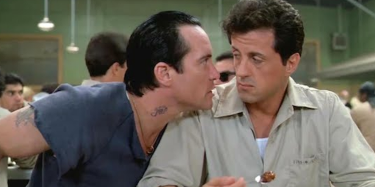 Sonny Landham and Sylvester Stallone in Lock Up (1889)