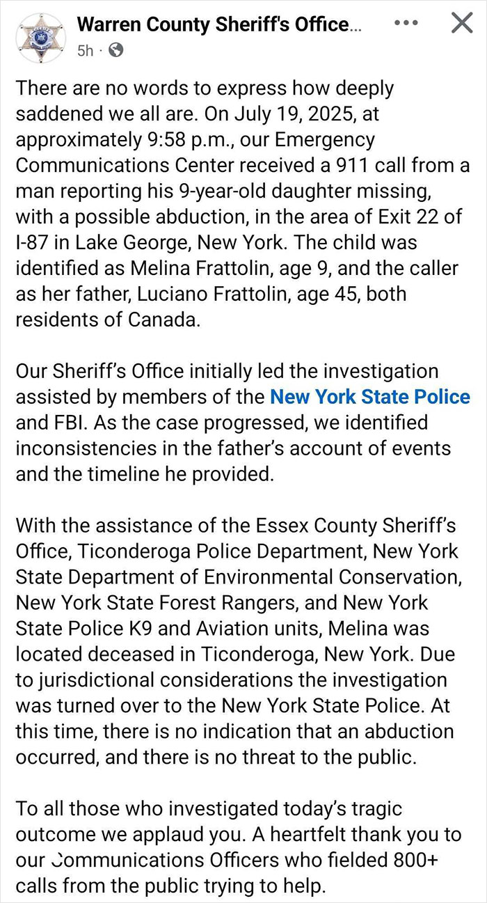 Dad Calls 911 Saying His 9YO Daughter Was Taken In A White Van, Later Police Find Her Body