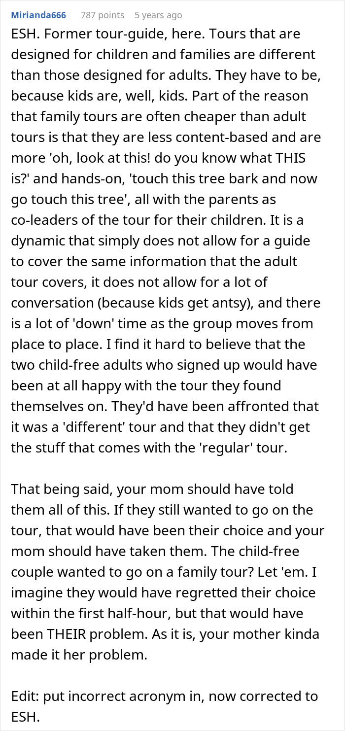 “AITA For Refusing A ‘Child Free’ Couple On A Tour Group For Families?”