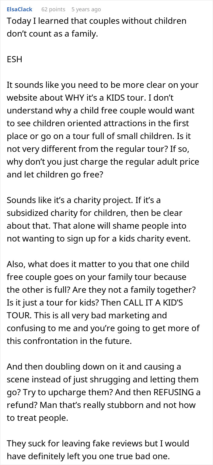 “AITA For Refusing A ‘Child Free’ Couple On A Tour Group For Families?”