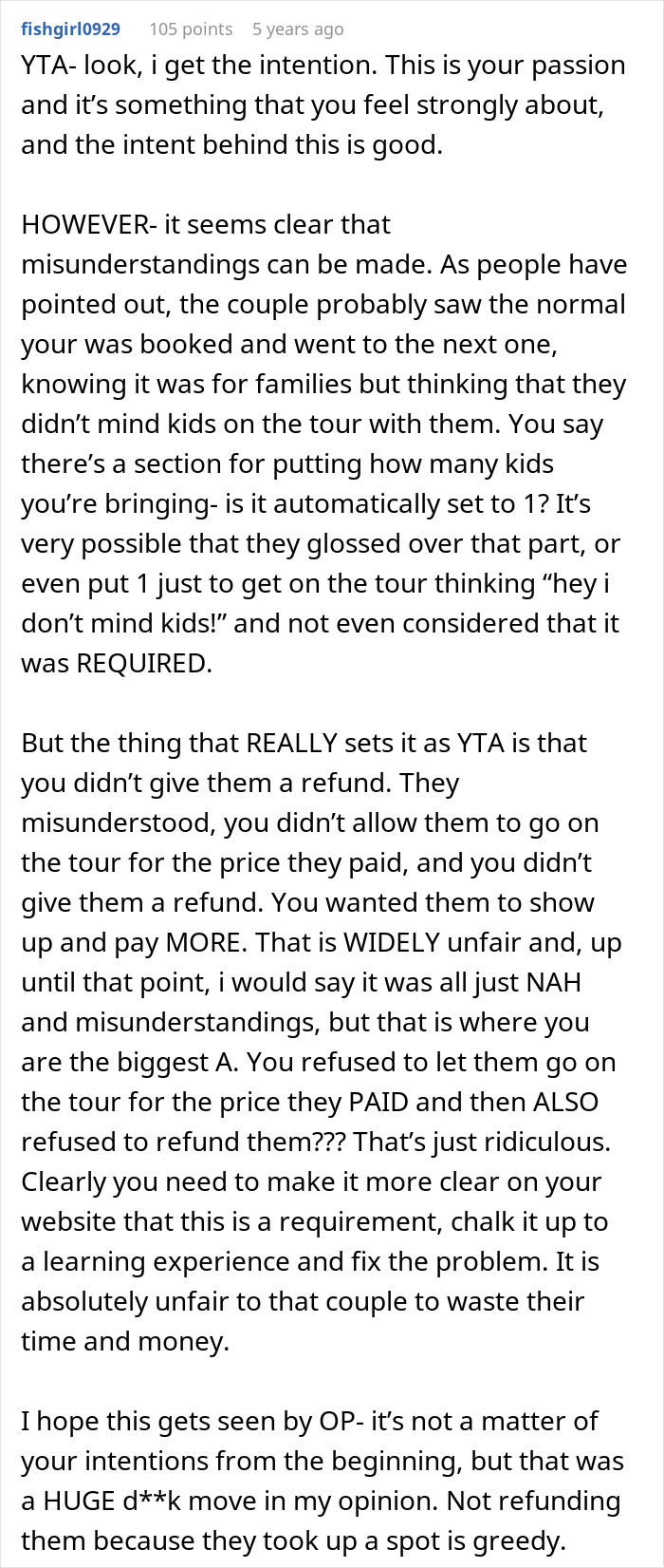 “AITA For Refusing A ‘Child Free’ Couple On A Tour Group For Families?”