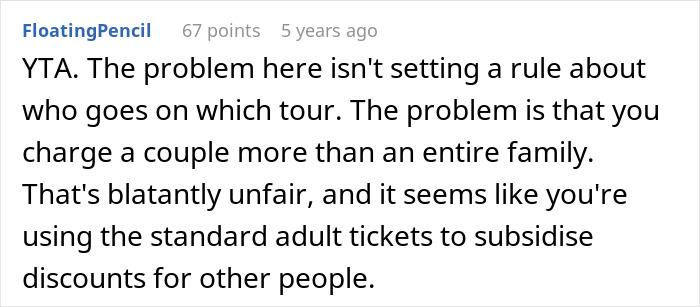“AITA For Refusing A ‘Child Free’ Couple On A Tour Group For Families?”