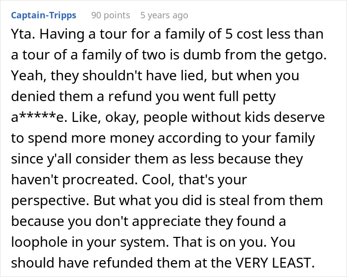 “AITA For Refusing A ‘Child Free’ Couple On A Tour Group For Families?”