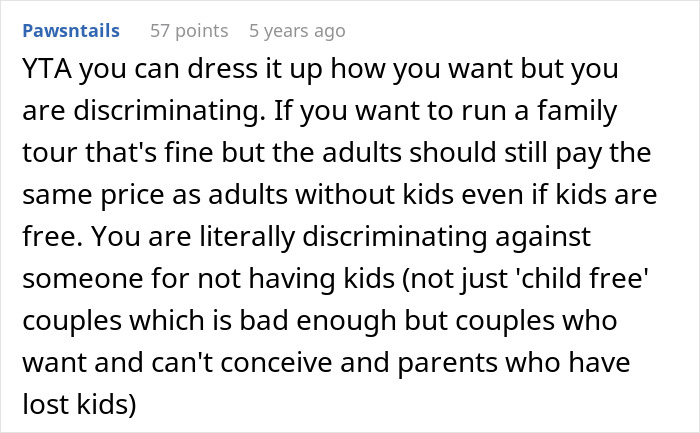“AITA For Refusing A ‘Child Free’ Couple On A Tour Group For Families?”