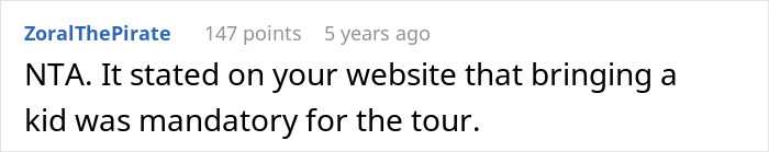 “AITA For Refusing A ‘Child Free’ Couple On A Tour Group For Families?”