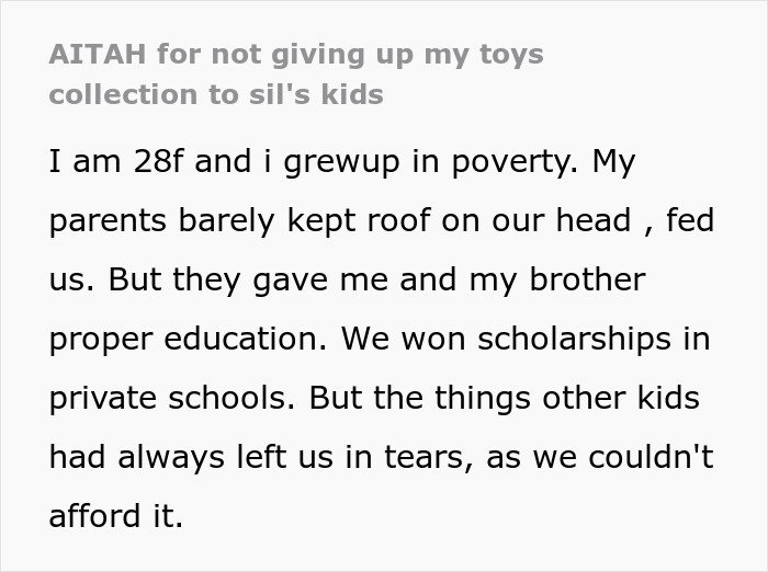 Woman Deals With Childhood Trauma By Collecting Toys, SIL Wants Them For Her Kids, Mad When Denied Woman Deals With Childhood Trauma By Collecting Toys, SIL Wants Them For Her Kids, Mad When Denied