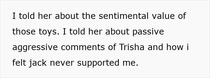 Woman Deals With Childhood Trauma By Collecting Toys, SIL Wants Them For Her Kids, Mad When Denied Woman Deals With Childhood Trauma By Collecting Toys, SIL Wants Them For Her Kids, Mad When Denied