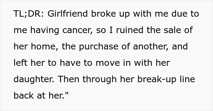 Man Can&#8217;t Forgive Ex For Breaking Up With Him Over His Cancer, Takes Financial Revenge On Her