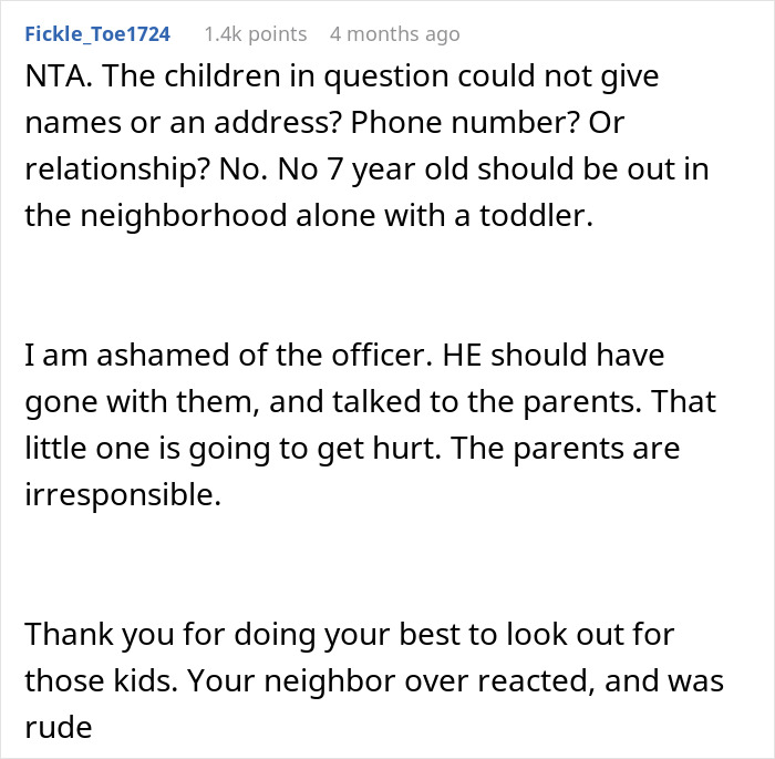 “[Am I The Jerk] For Calling The Police On A 2YO Child Running Around My Neighborhood Unsupervised?”