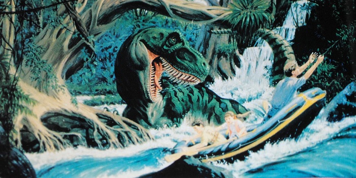 Concept art for the scrapped raft scene in 1993's Jurassic Park